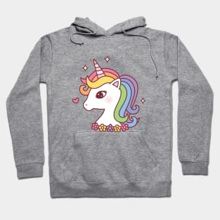 Pretty Unicorn With Rainbow Mane Hoodie